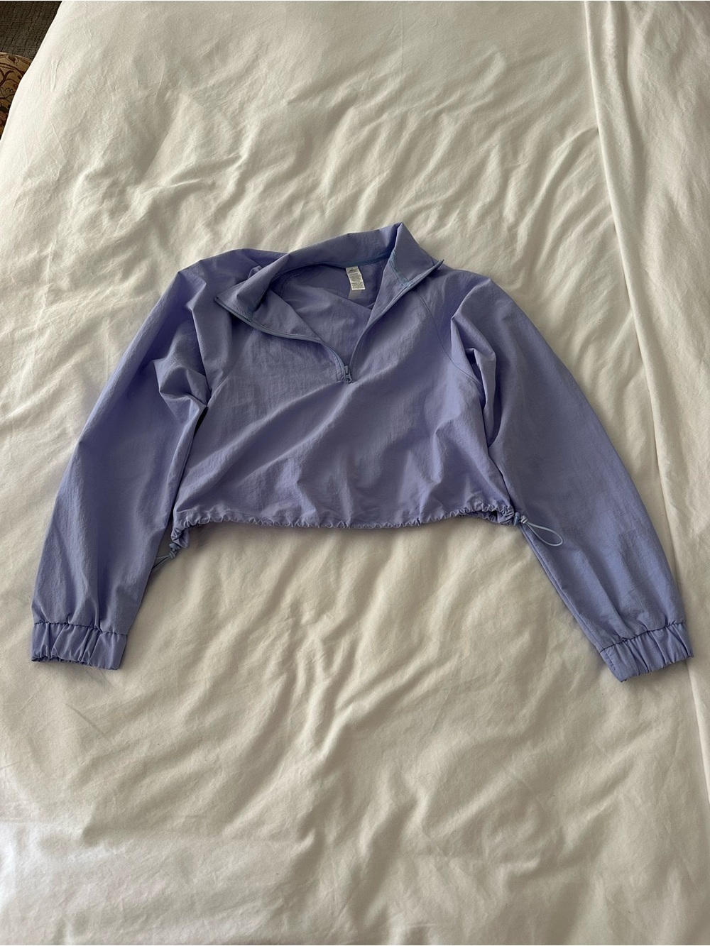 Alo Yoga Cropped 1/4 Zip Alumni Pullover Light Provence Blue Size M